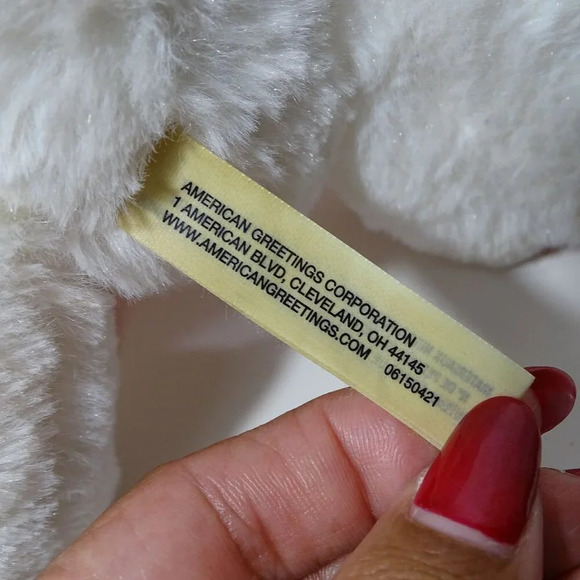 2022 American Greetings Plush White Teddy Bear With Red Bow Valentines Day - Picture 5 of 6